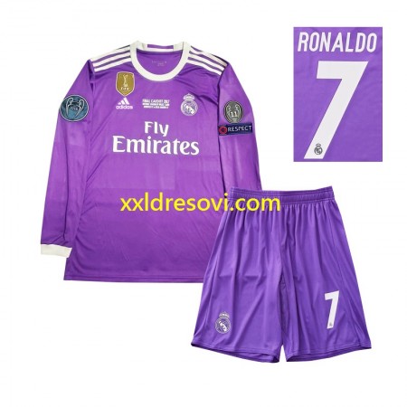 Real Madrid Cristiano Ronaldo 7 2016 Retro Gostujući Dječji Nogometni Dres Dugim Rukavima